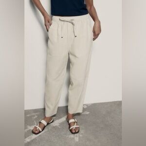 Yessica Women’s Beige Cotton-Linen Blend Relaxed Trousers - Size 42